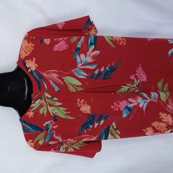 CHRISTIAN SIRIANO Women's Floral Print Knee-Length Dress Size M Red Stretchy - Picture 4 of 8